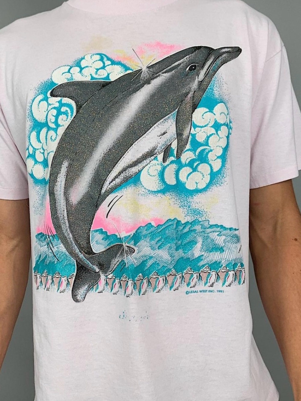 Vintage Glitter Dolphin Tee Shirt